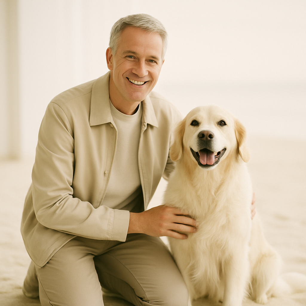 Jens med sin golden retriever Balder
