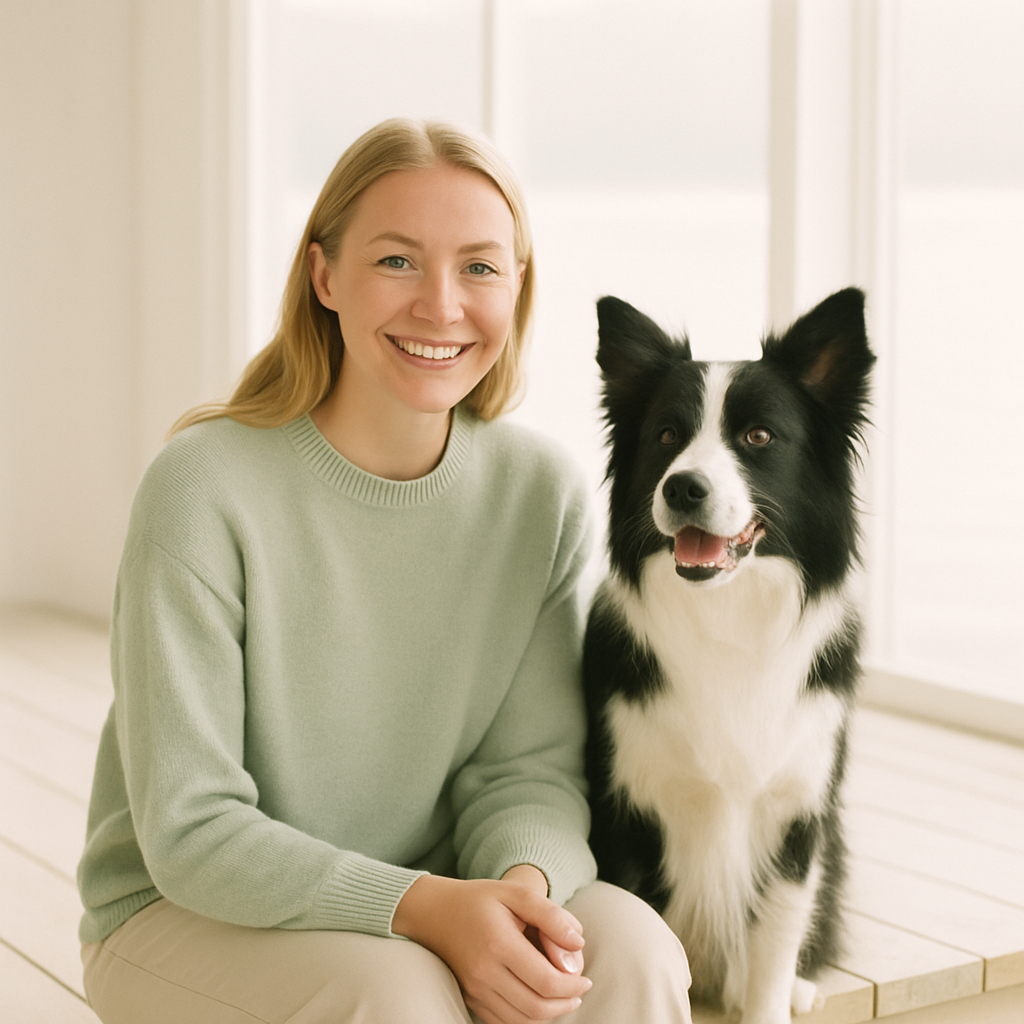 Sofie med sin border collie Iris