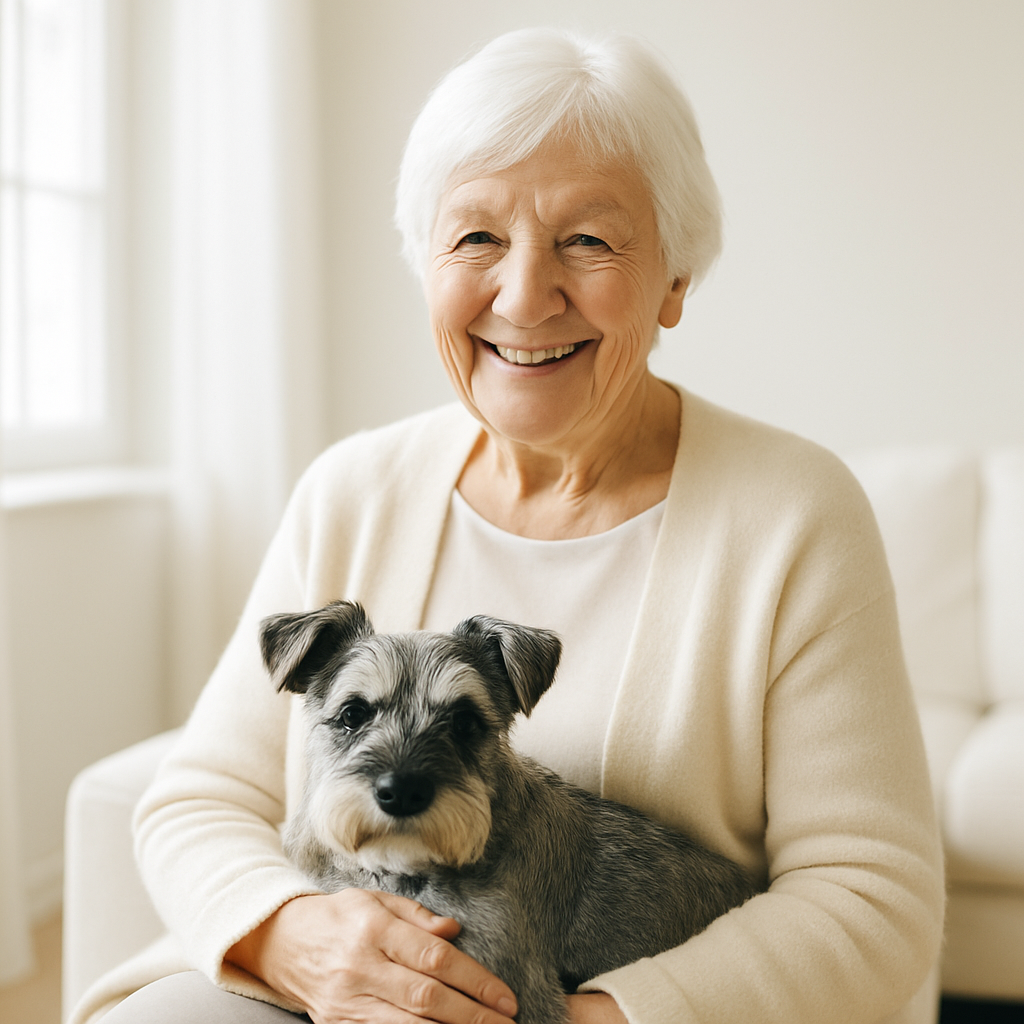 Birthe med sin terrier Pil